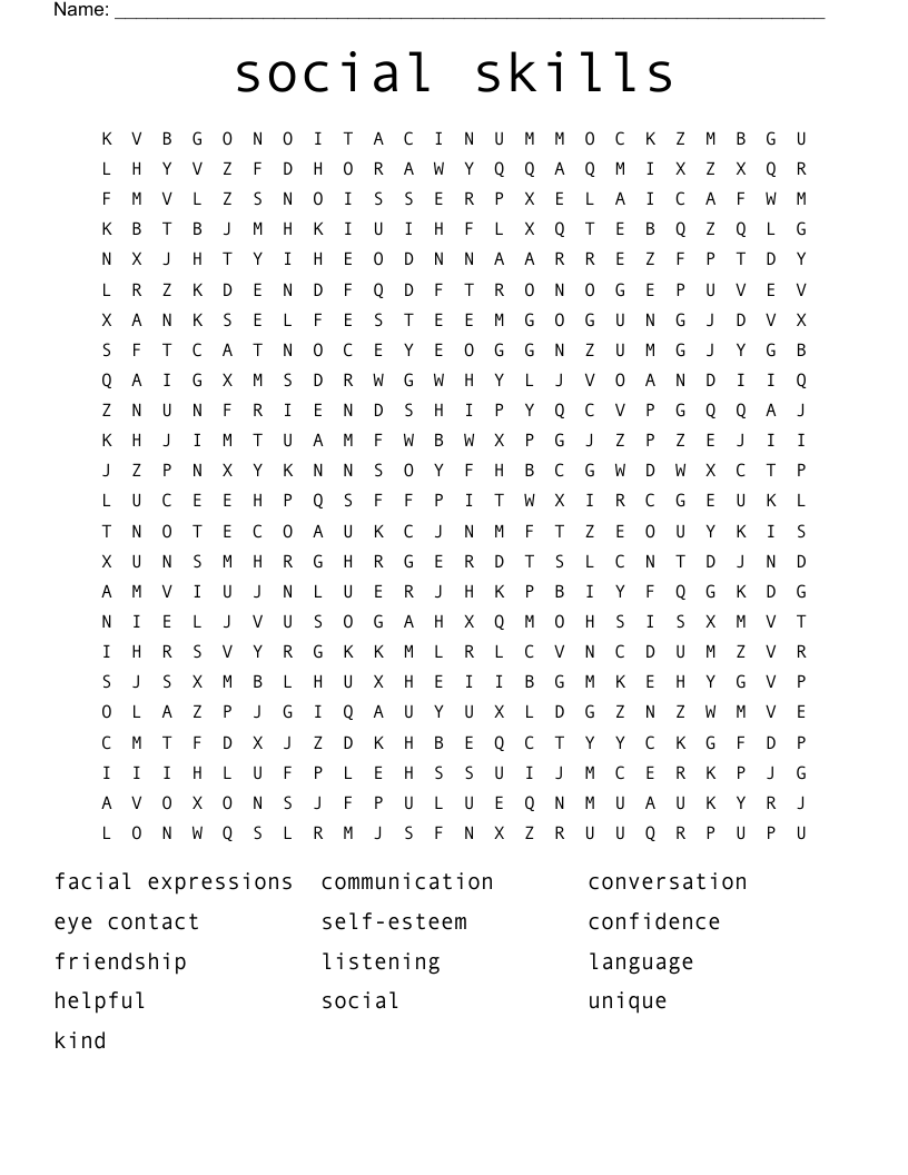 social skills  Word Search