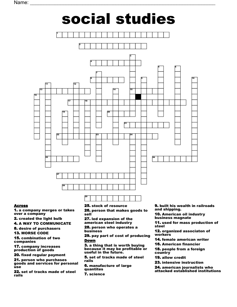 social studies Crossword