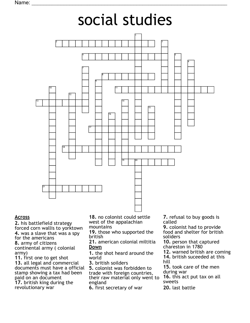 social studies Crossword