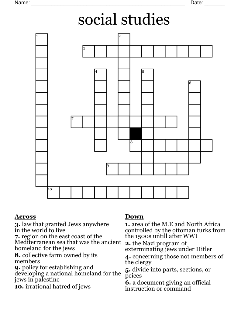 social studies Crossword