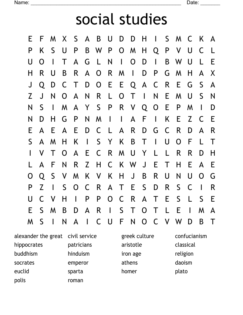 social studies Word Search