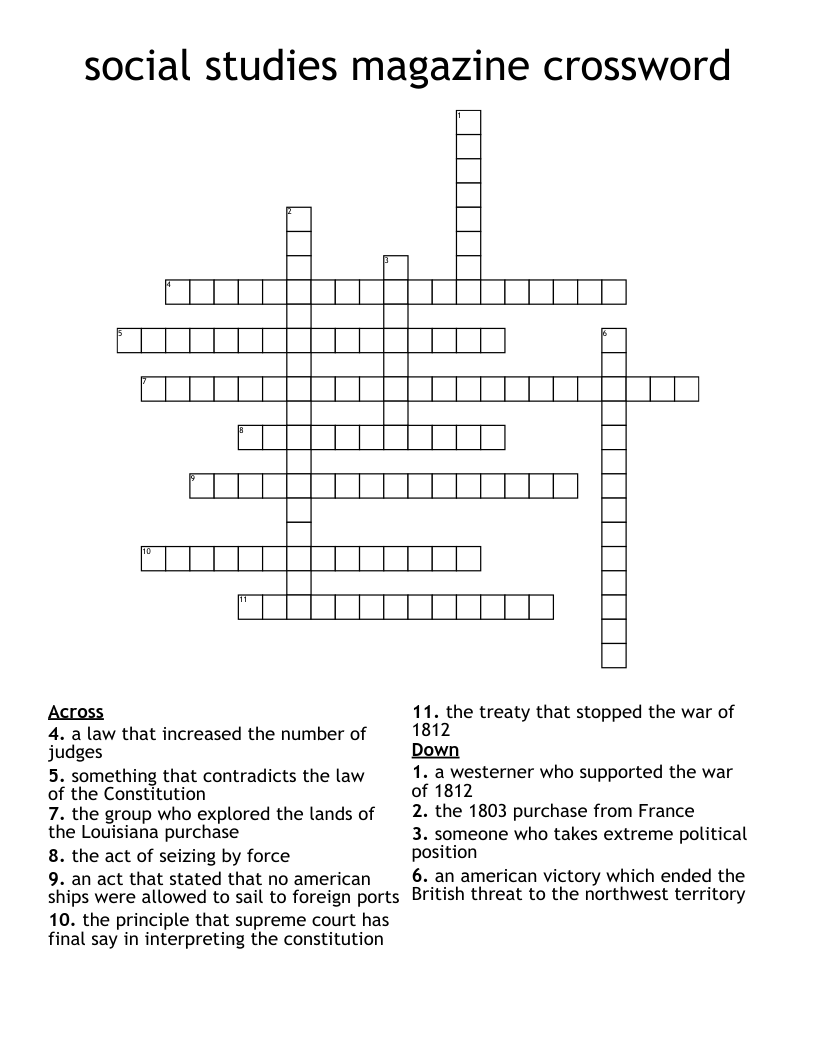 social studies magazine crossword