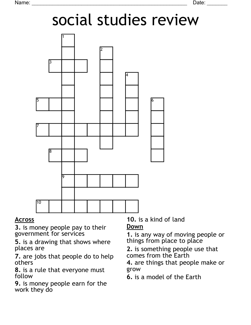 social studies review Crossword