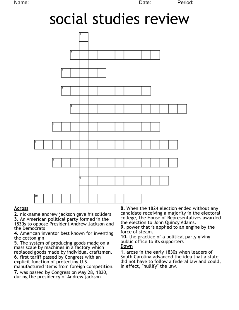 social studies review Crossword