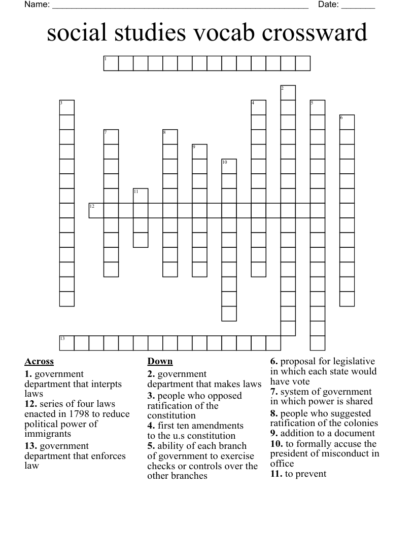 social studies vocab crossward Crossword