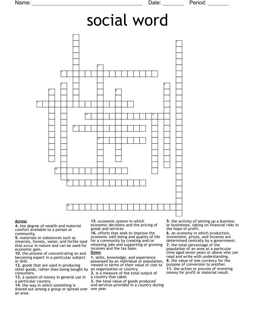 social word Crossword