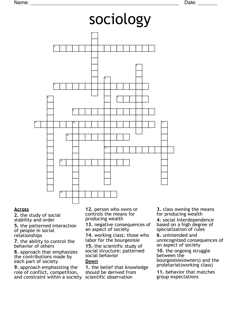 sociology  Crossword