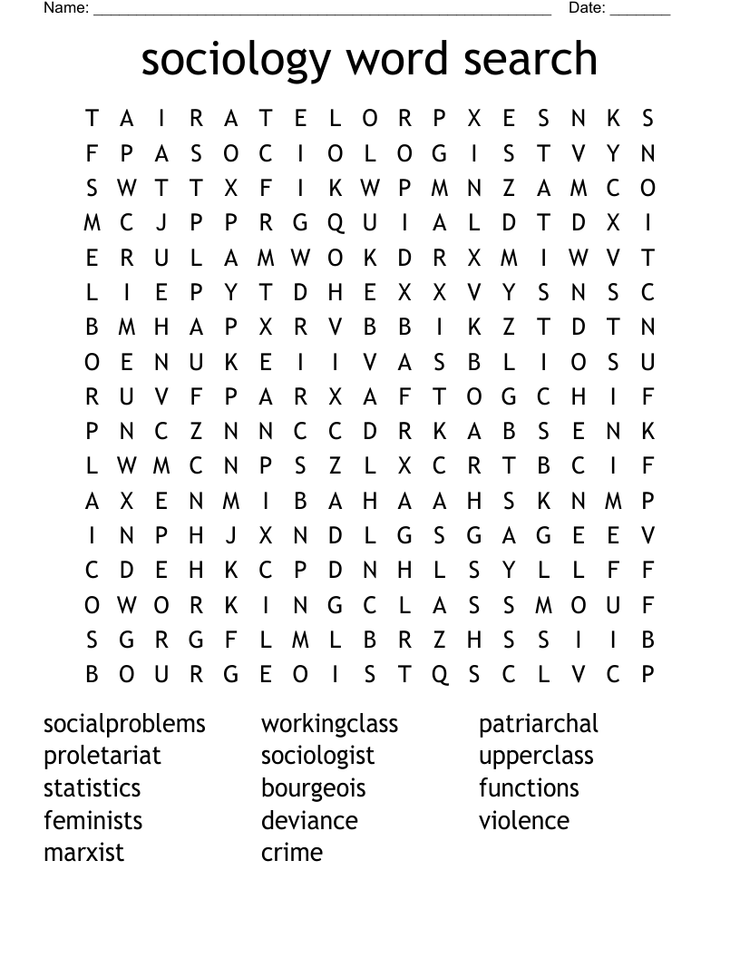 sociology word search 