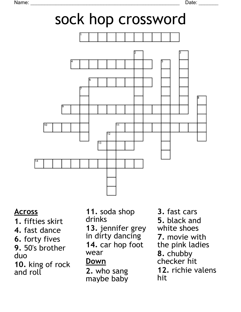 sock hop crossword