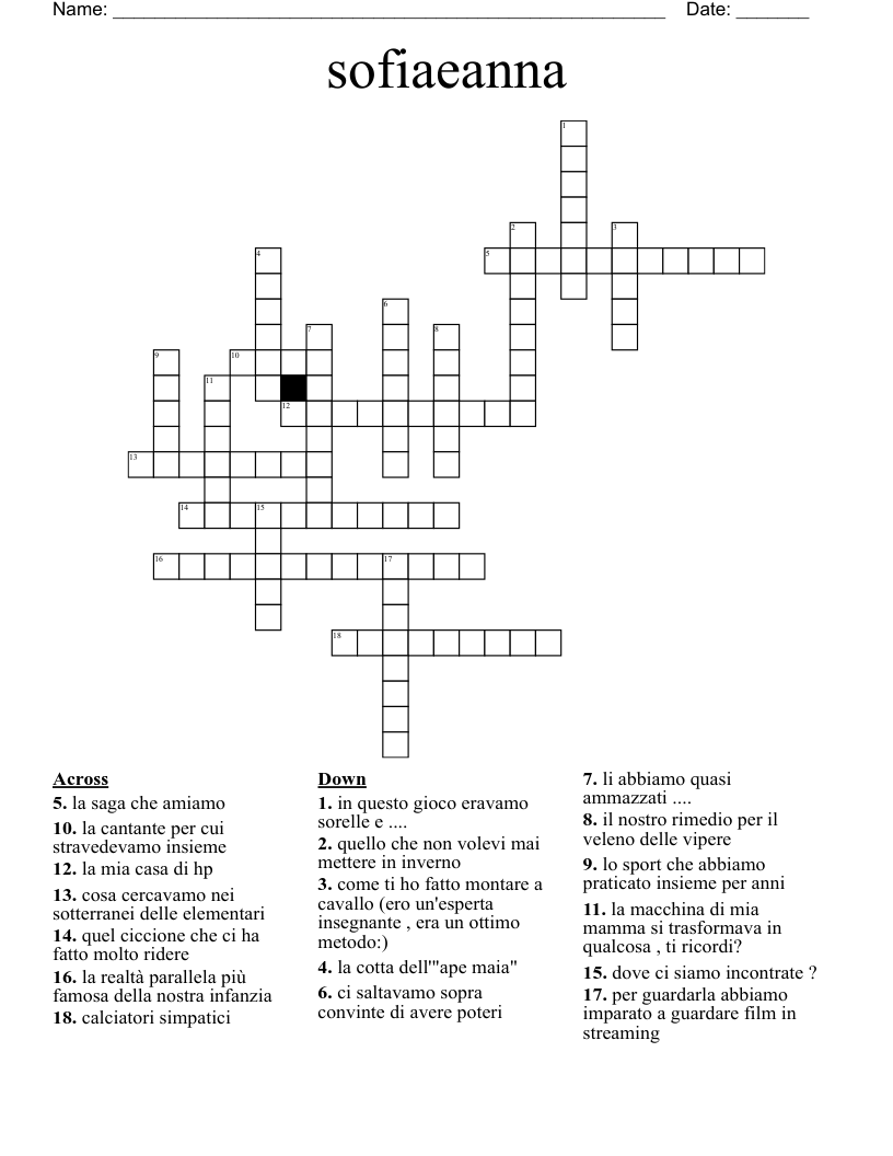 sofiaeanna Crossword