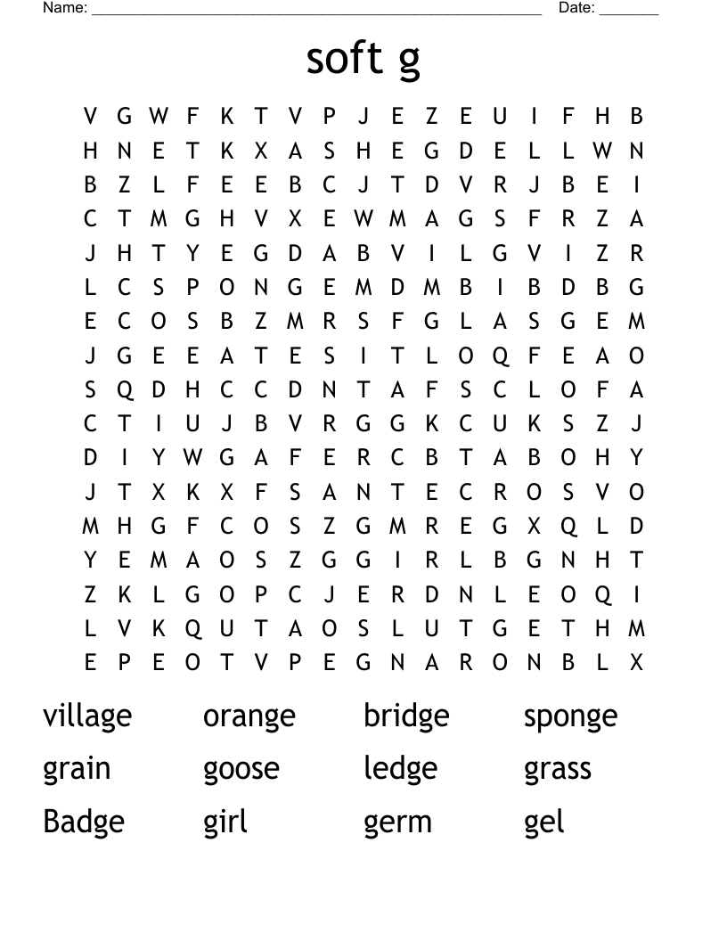soft  g Word Search