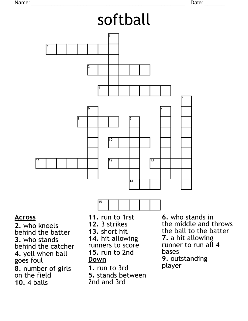 softball Crossword