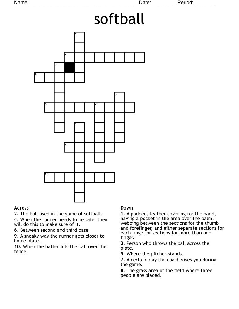 softball Crossword
