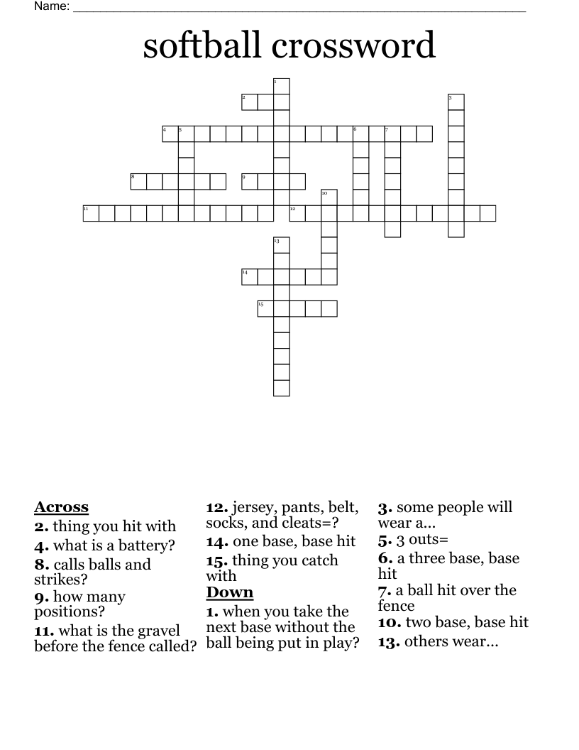 softball crossword