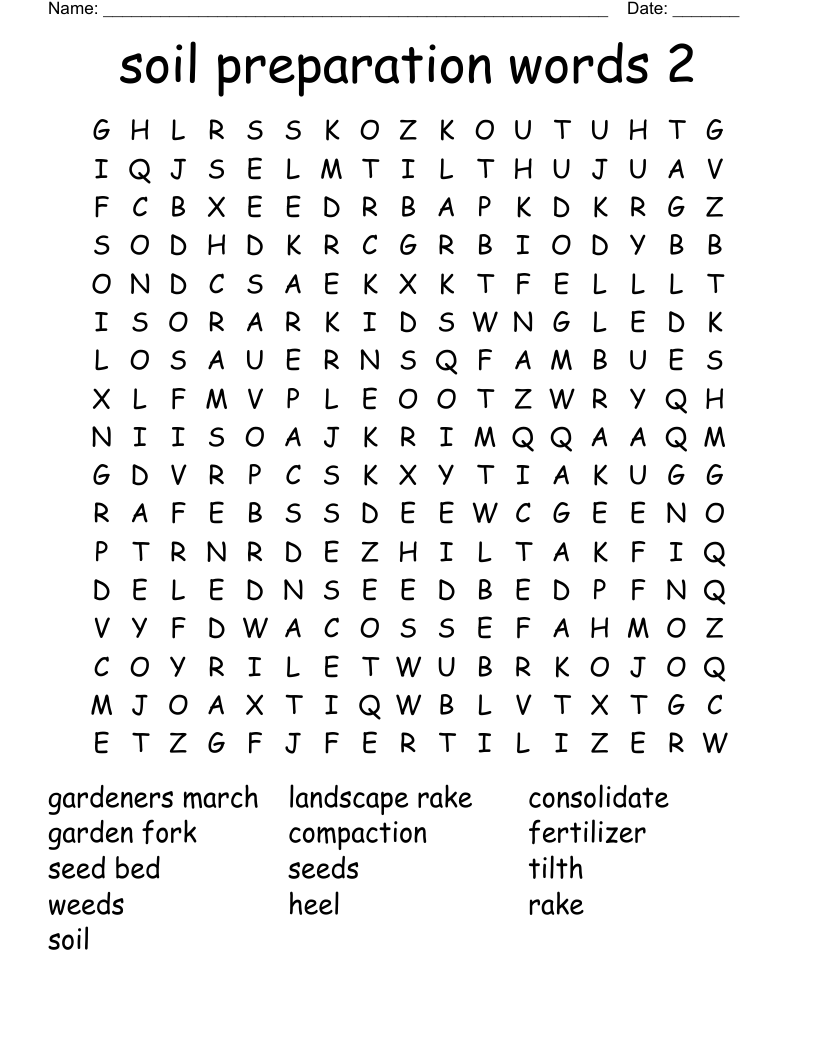 soil preparation words 2 Word Search