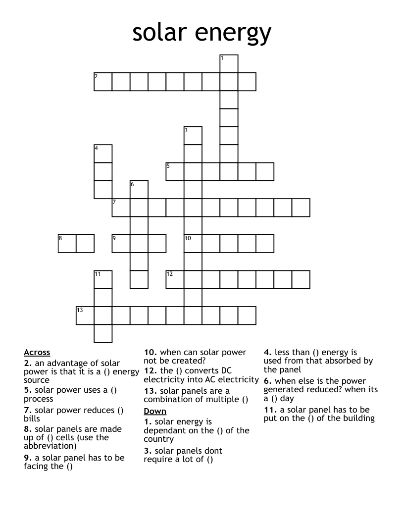 solar energy Crossword