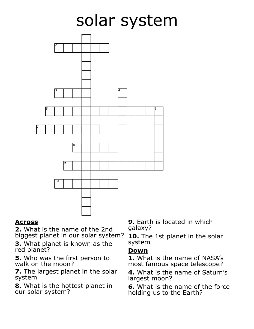 solar system Crossword
