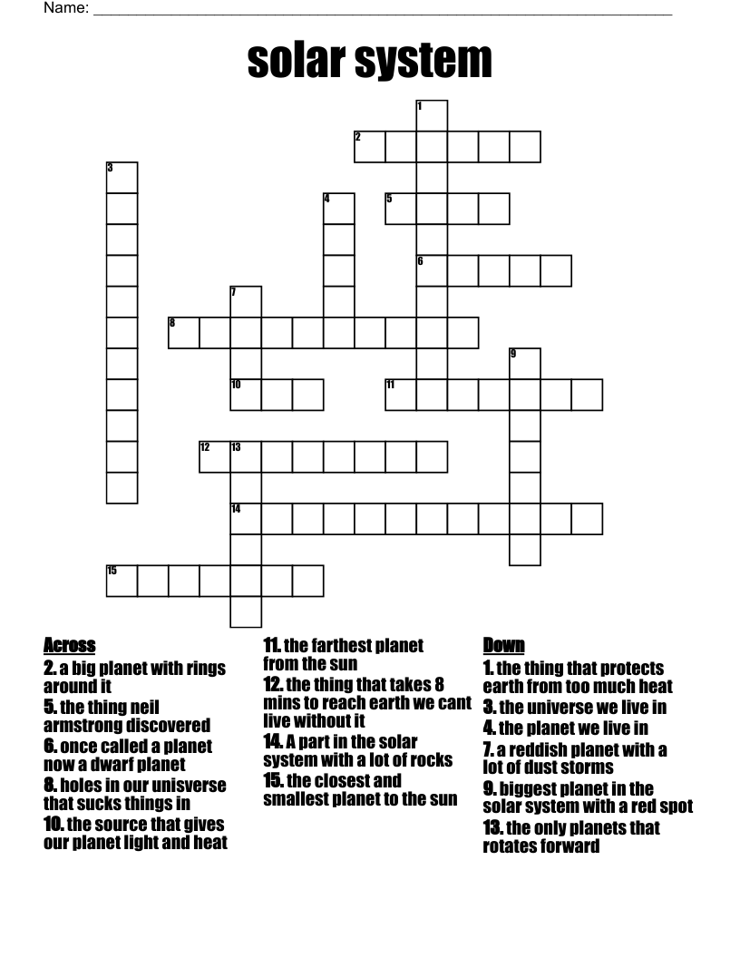 solar system Crossword