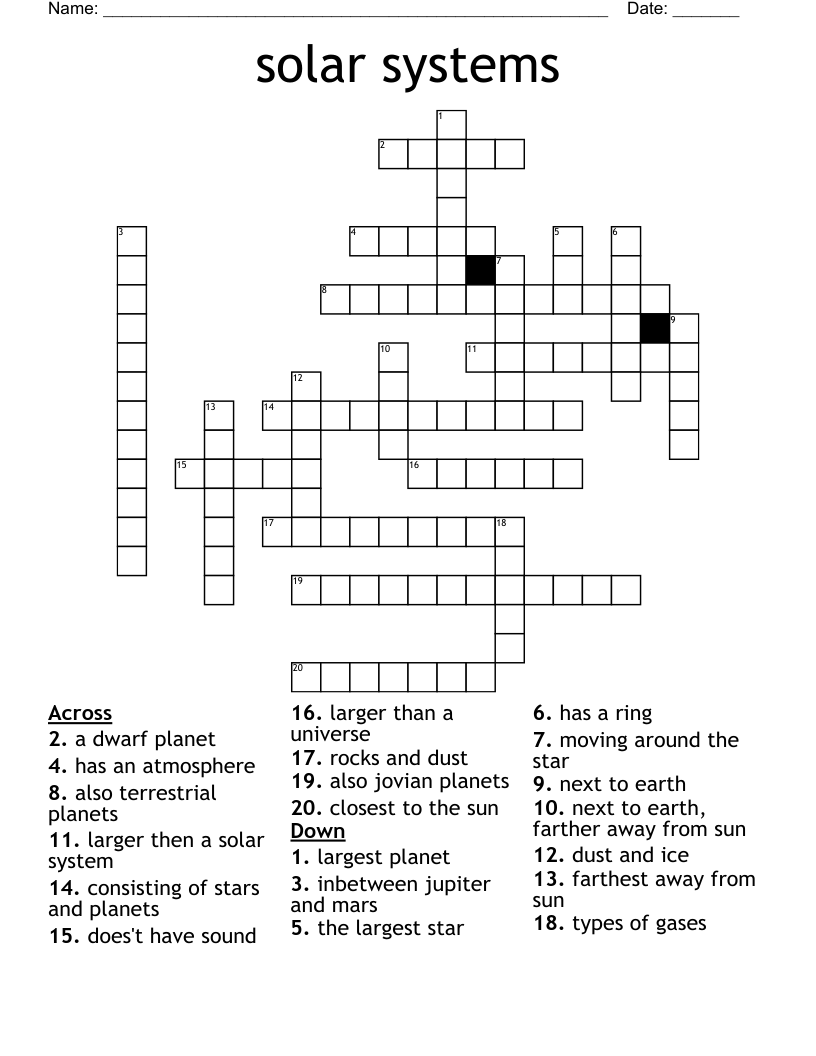 solar systems Crossword