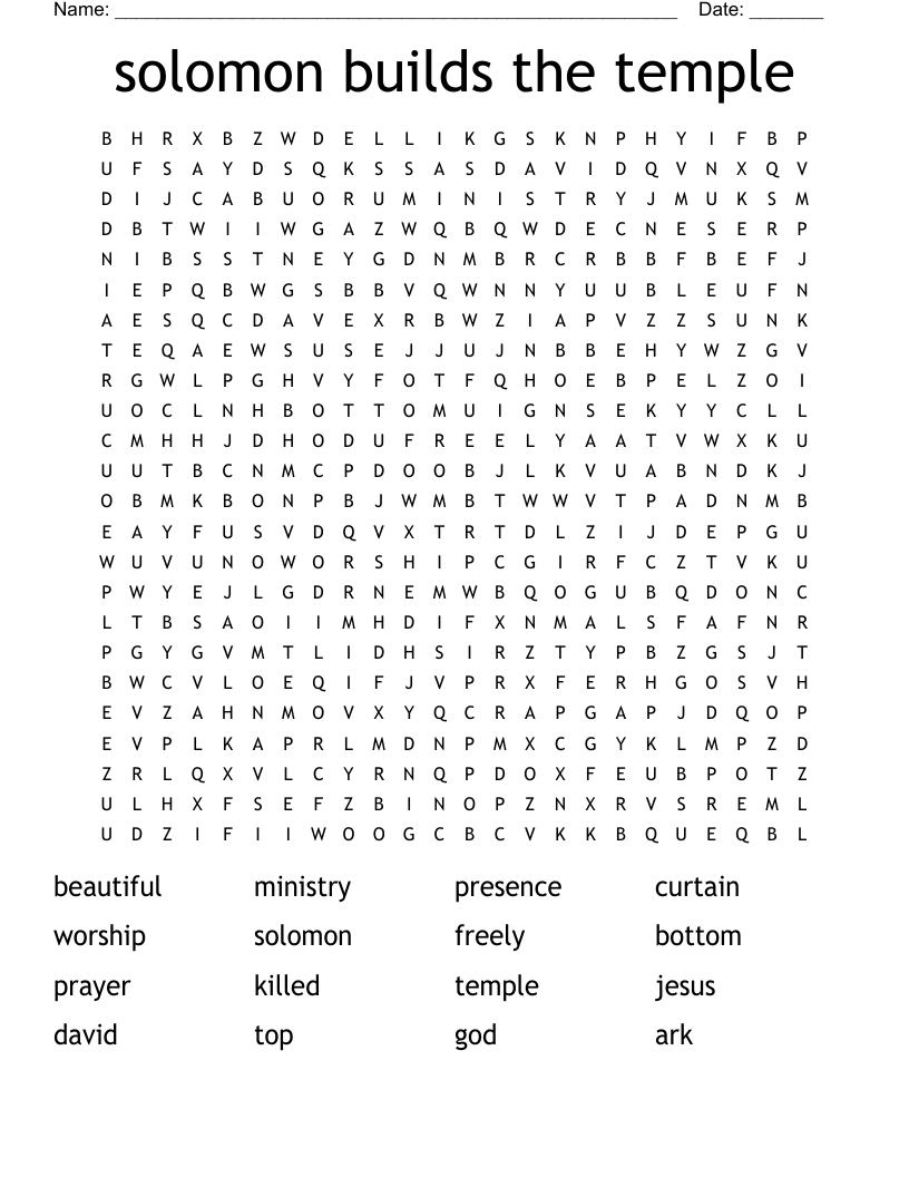 solomon builds the temple Word Search