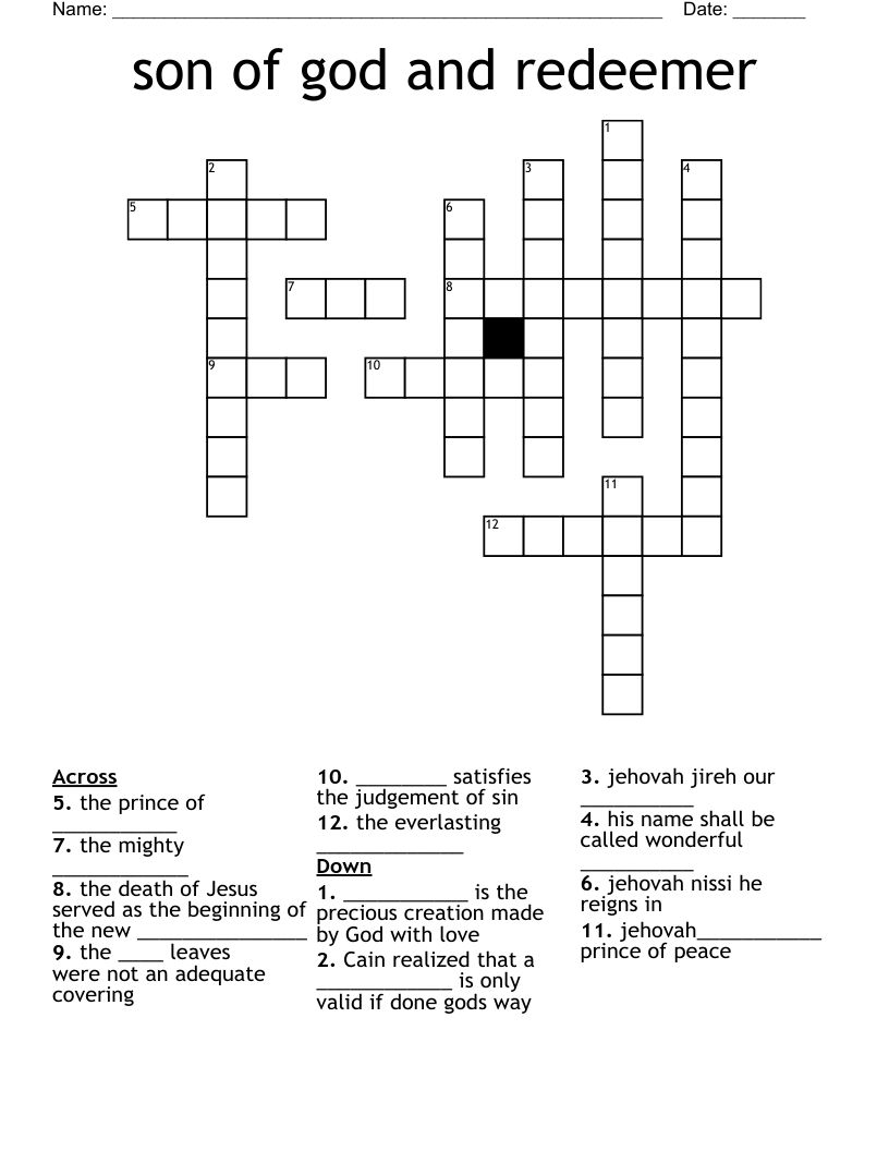 son of god and redeemer Crossword