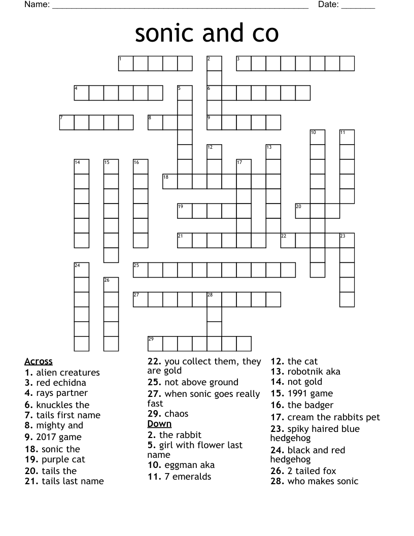 sonic and co Crossword