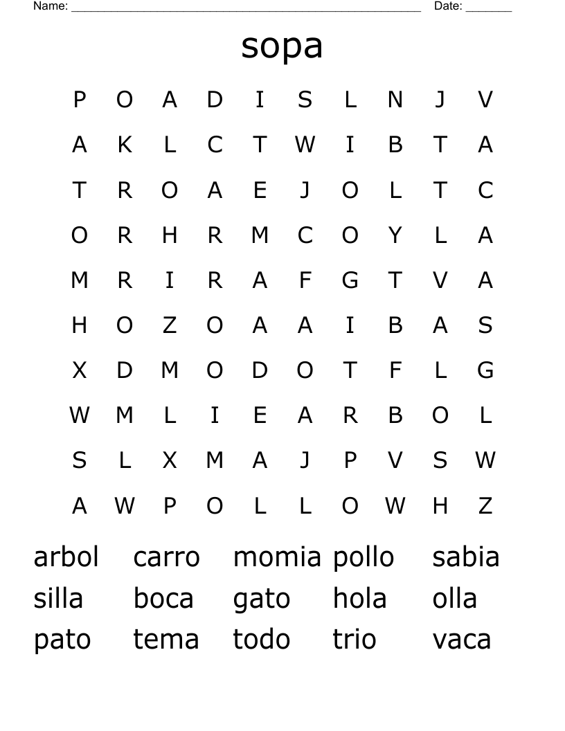 sopa Word Search