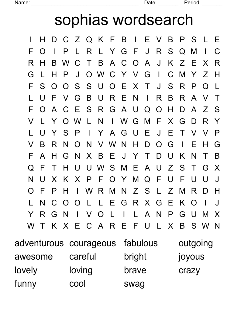 sophias wordsearch