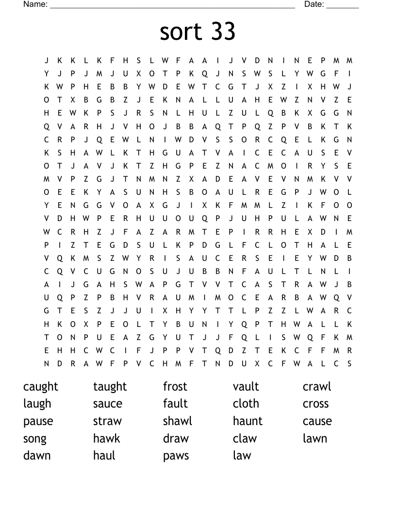 sort 33 Word Search