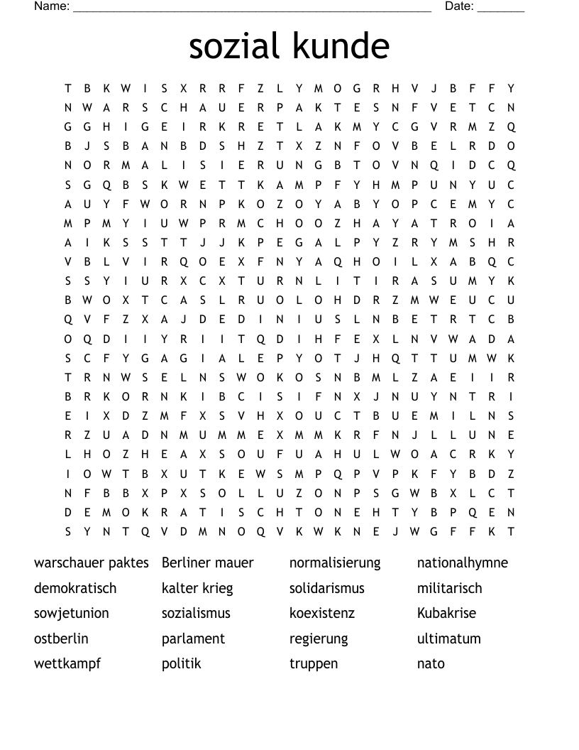 sozial kunde Word Search