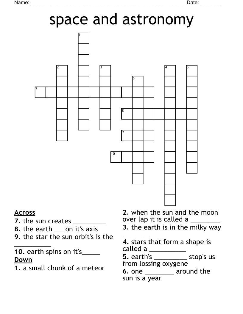 space and astronomy Crossword