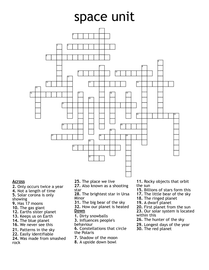 space unit  Crossword