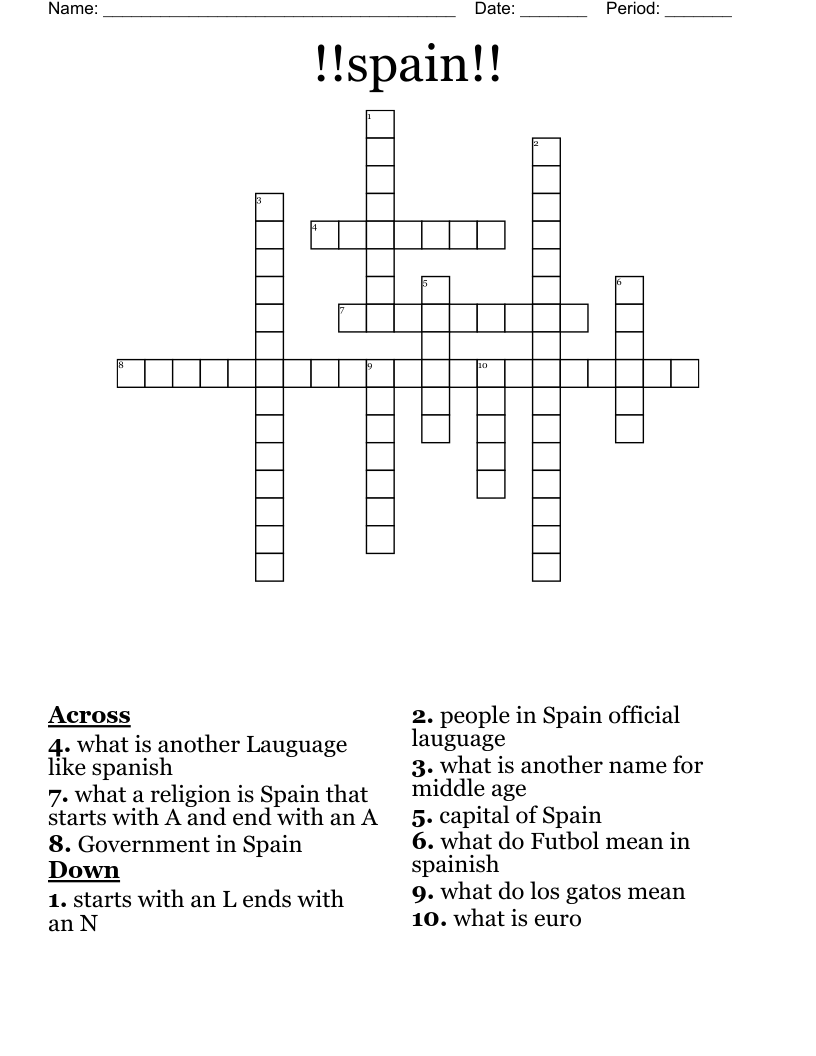 !!spain!! Crossword