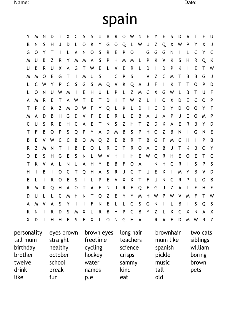 spain Word Search