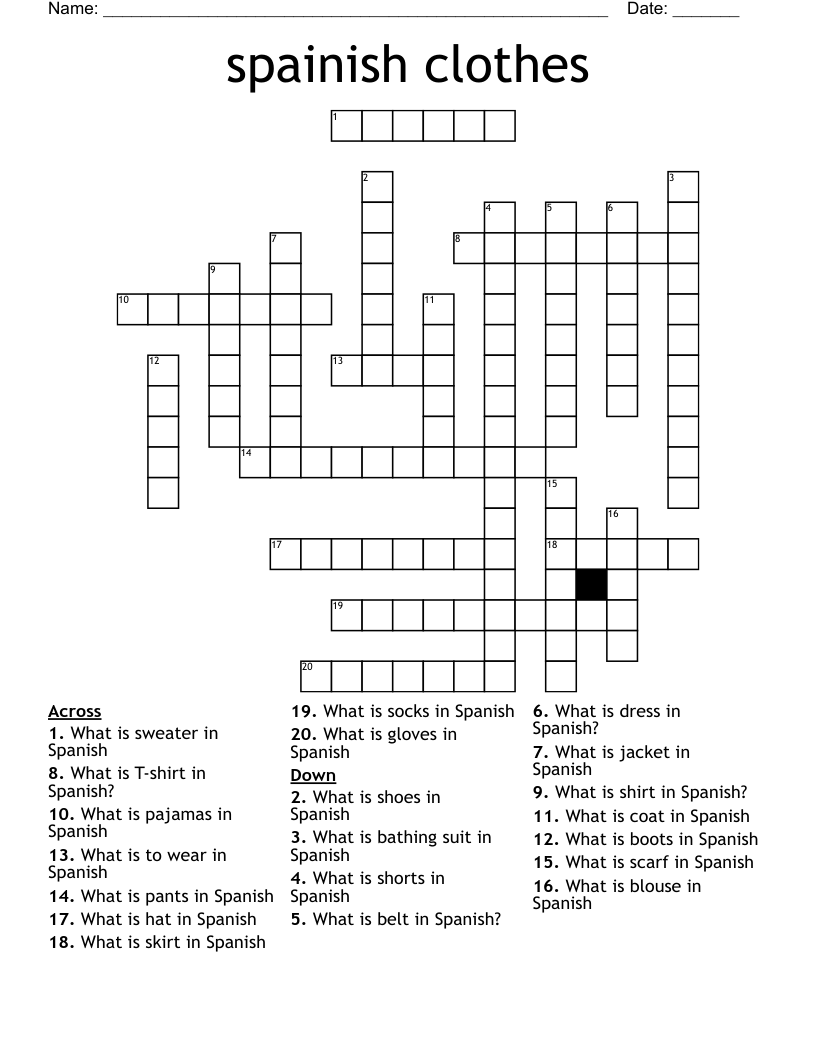 spainish clothes  Crossword