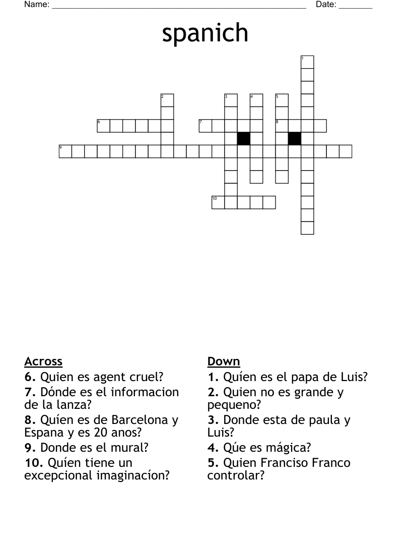 spanich Crossword