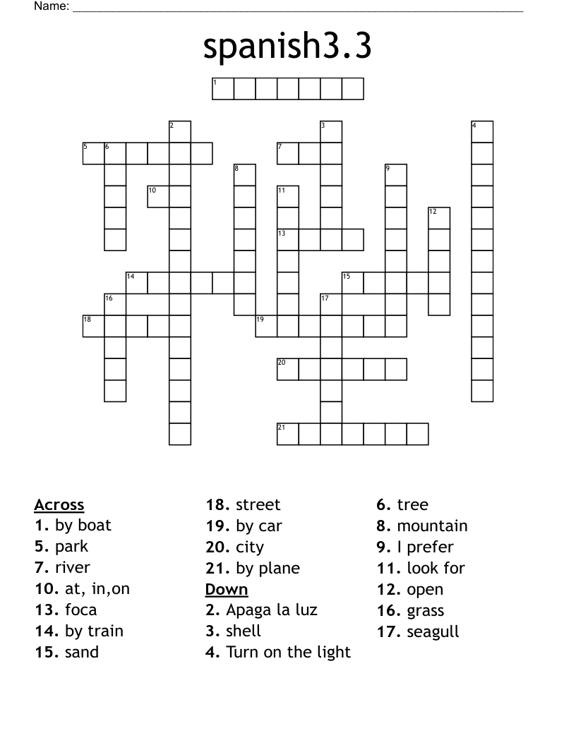 spanish3.3 Crossword