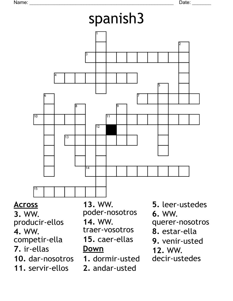 spanish3 Crossword