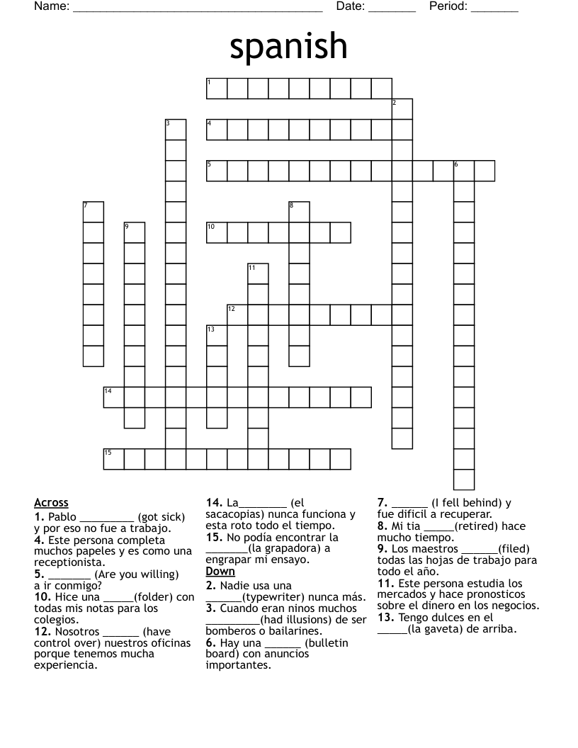 spanish Crossword