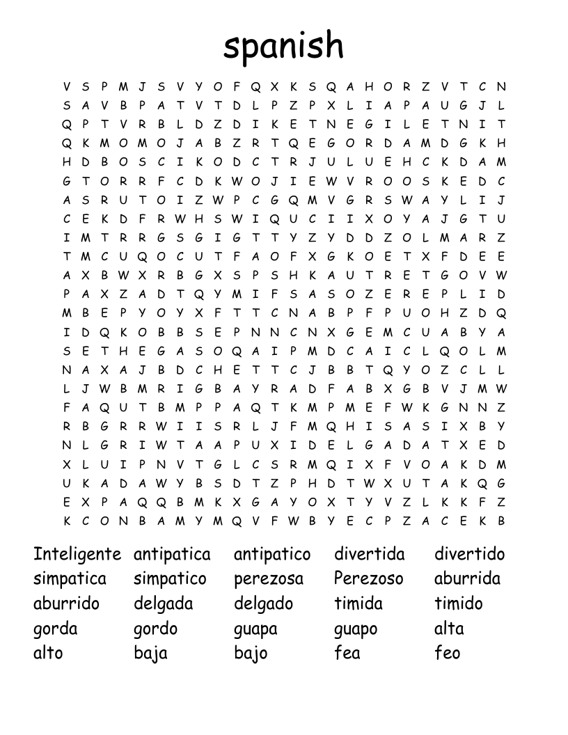 spanish Word Search