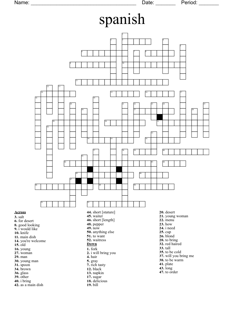 spanish Crossword