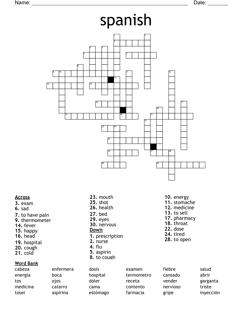 spanish Crossword