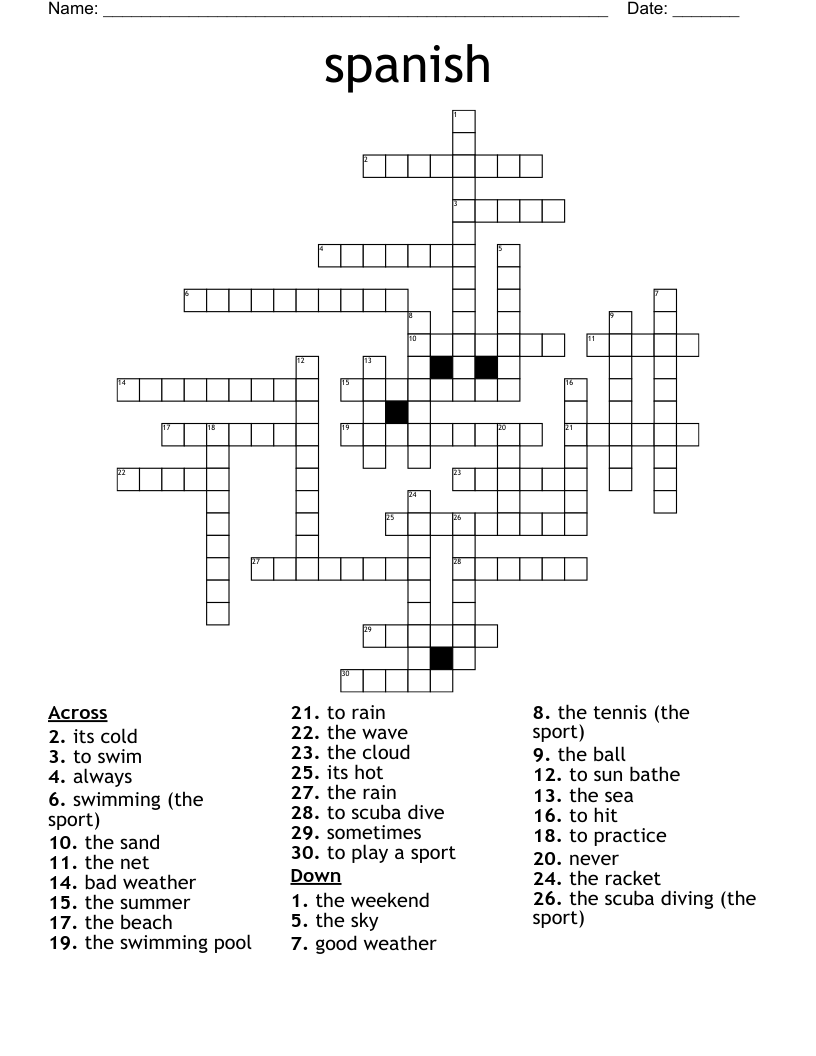 spanish Crossword