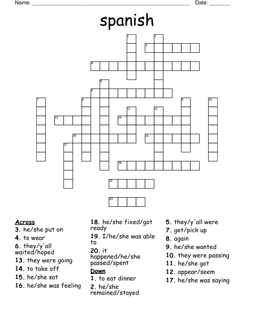 spanish Crossword