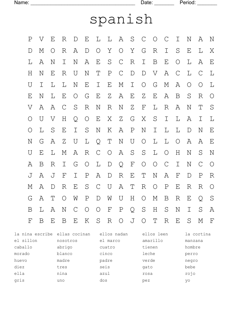 spanish Word Search