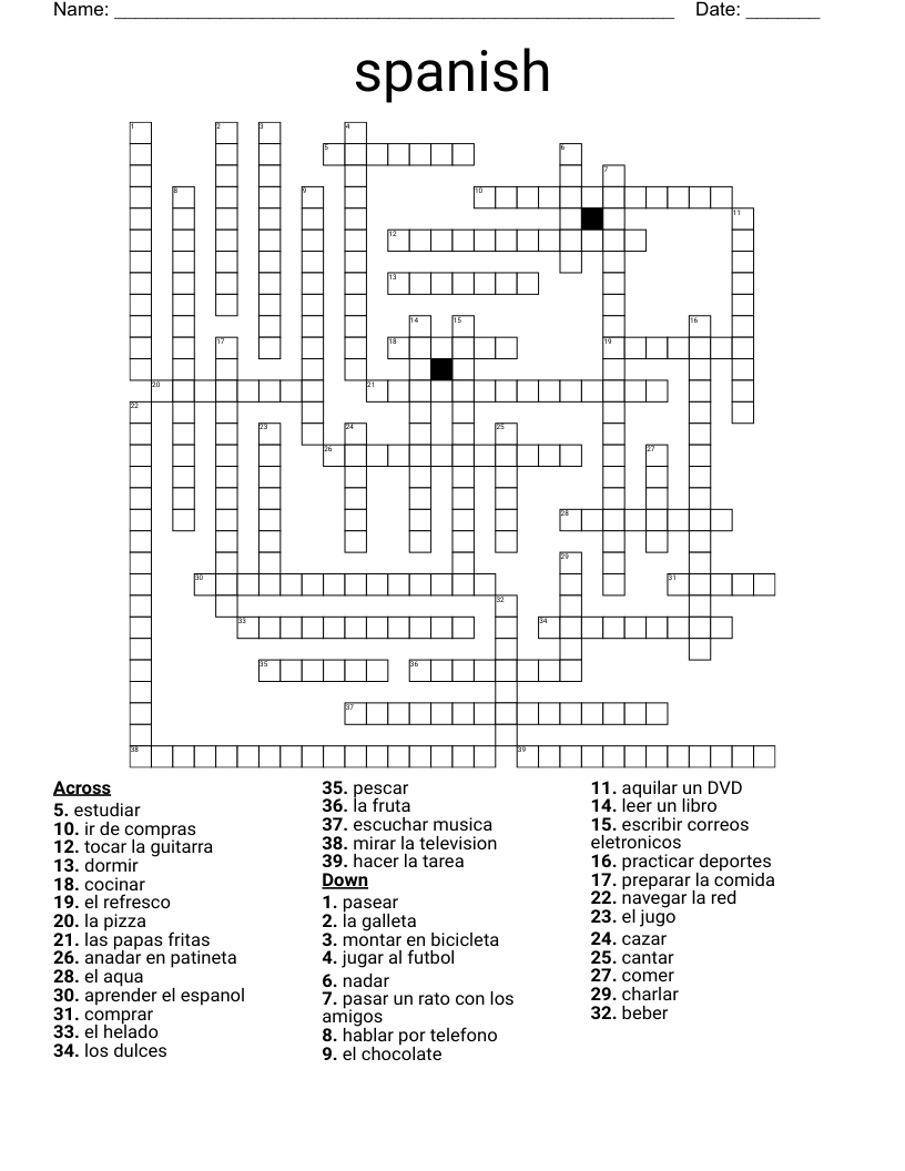 spanish Crossword
