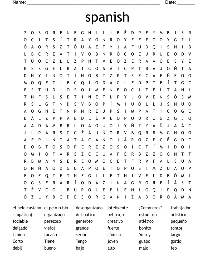 spanish Word Search