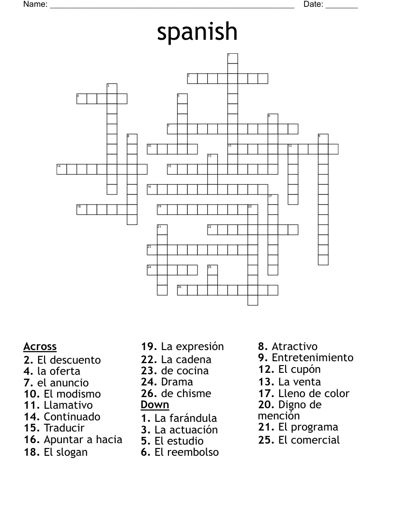 spanish Crossword