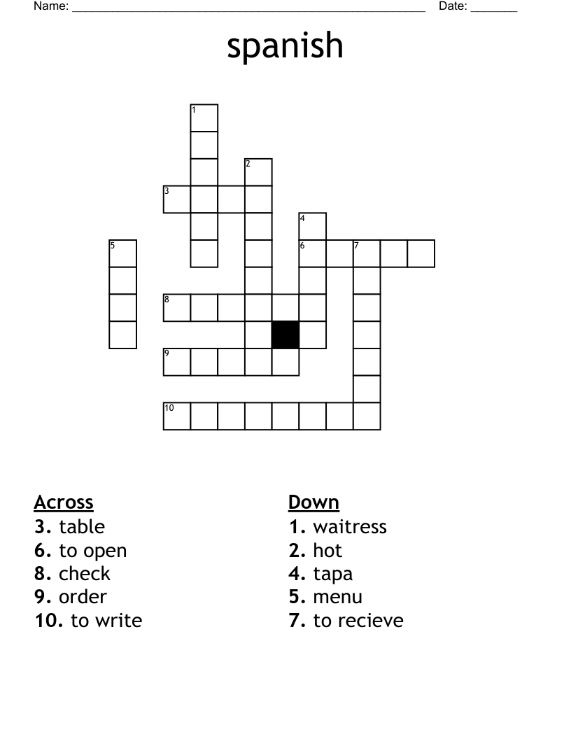 spanish Crossword