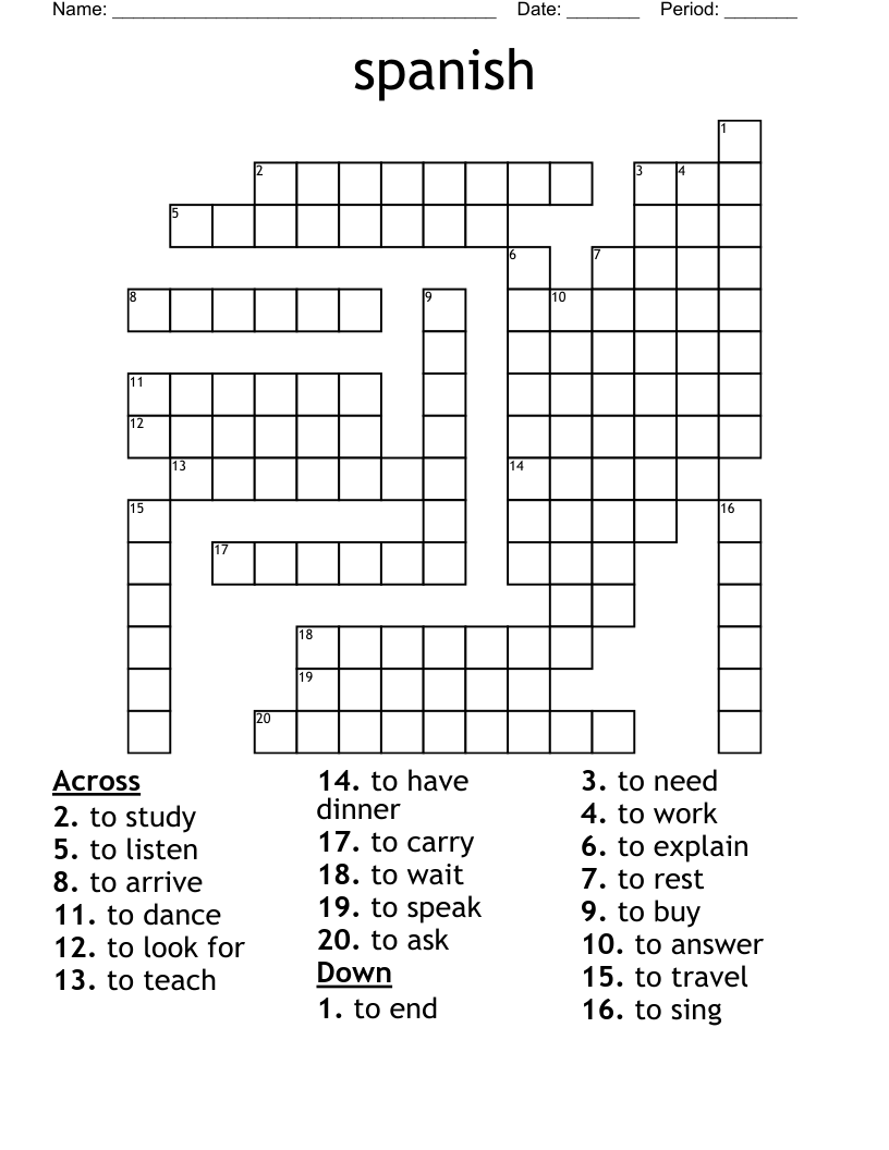 spanish Crossword